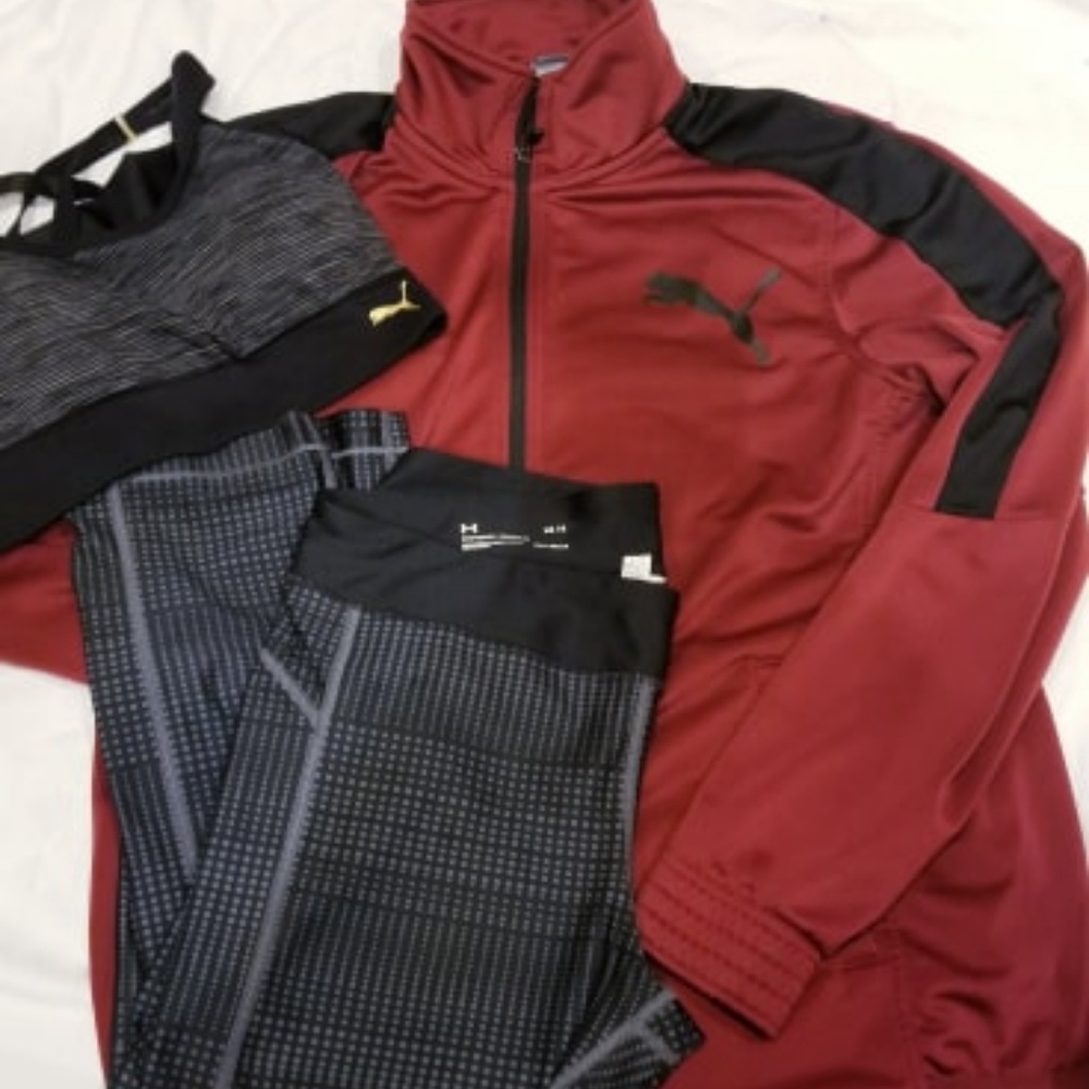 Puma Jacket and Sports Bra w/ Under Armour Crops.